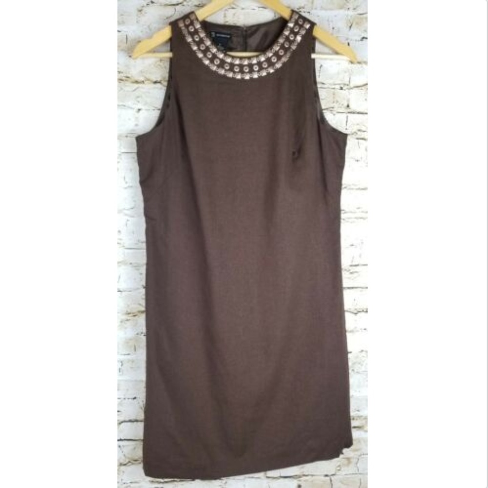 New Directions Womens SZ 8 Brown Linen Blend Dress
